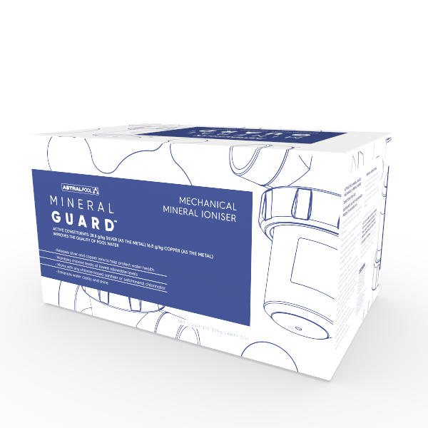 Box of Mineral Guard mechanical mineral ioniser on a white background