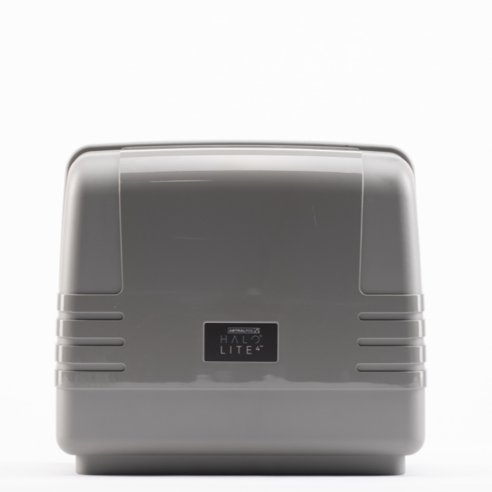 Gray electronic device with 'Halo Lite 4' branding on a white background