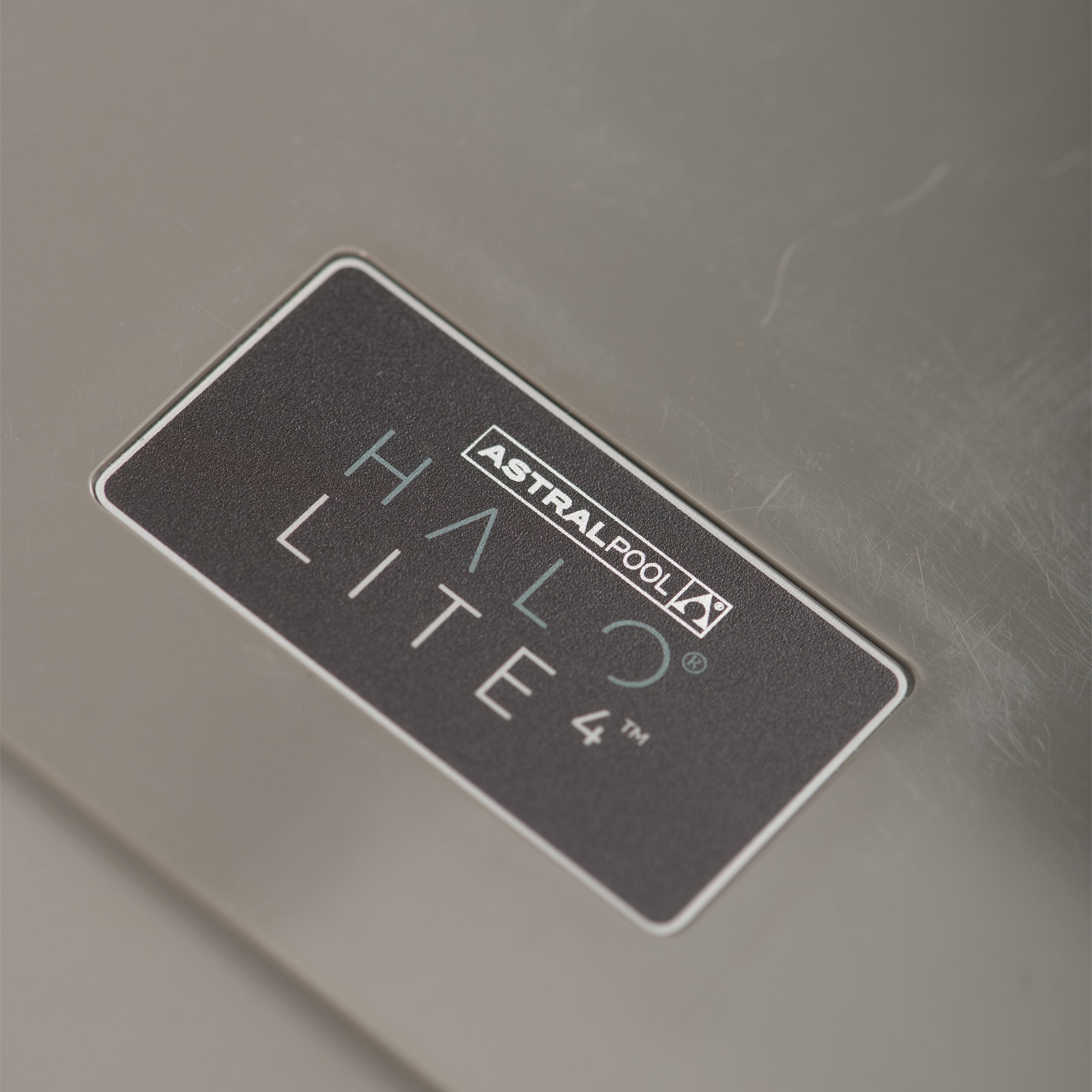 Astral Pool Halo Lite 4 label on a metallic surface